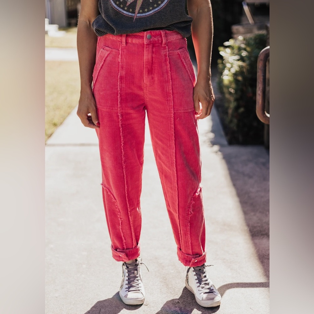 POL Pink Cotton Chunky Corduroy Pants Sz. M